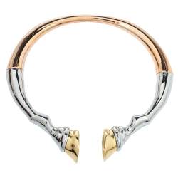 Pre Owned Burberry Three Tone Hoof Cuff Bracelet S