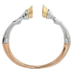 Pre Owned Burberry Three Tone Hoof Cuff Bracelet S