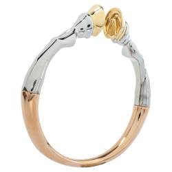 Pre Owned Burberry Three Tone Hoof Cuff Bracelet S