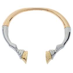 Pre Owned Burberry Three Tone Hoof Cuff Bracelet S