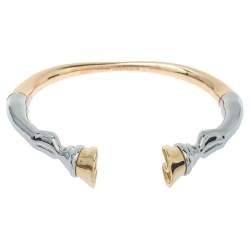 Pre Owned Burberry Three Tone Hoof Cuff Bracelet S