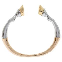 Pre Owned Burberry Three Tone Hoof Cuff Bracelet S