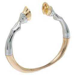 Pre Owned Burberry Three Tone Hoof Cuff Bracelet S