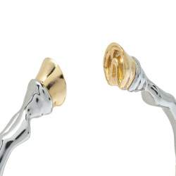 Pre Owned Burberry Three Tone Hoof Cuff Bracelet S