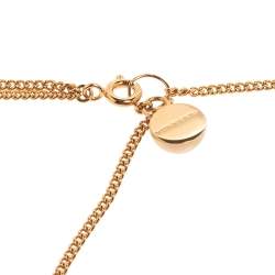 Pre Owned Burberry Gold Plated Heart and Marbled Resin Charm Chain Necklace
