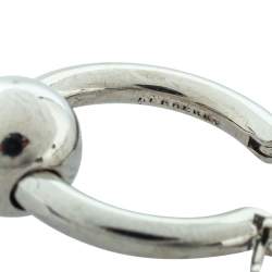 مملوكة مسبقًا Burberry Palladium Plated Kilt Pin and Ball Charm Hoop Earrings