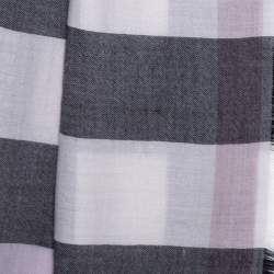 Pre Owned Burberry Lavender & Black Check Pattern Cashmere Scarf
