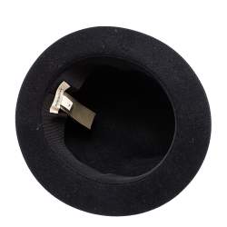 Pre Owned Burberry Black Rabbit Fur Felt Fedora Hat M