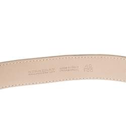 مملوكة مسبقًا Burberry Beige/Metallic Grey Check Canvas and Leather Belt 100CM