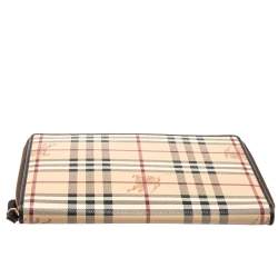 Pre Owned Burberry Beige/Brown Haymarket Check PVC Zip Around iPad Case