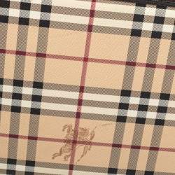 Pre Owned Burberry Beige/Brown Haymarket Check PVC Zip Around iPad Case