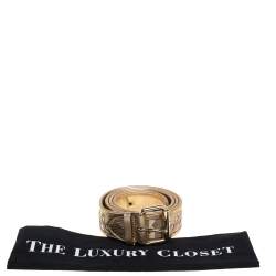 مملوكة مسبقًا حزام بربري إبزيم قصة ليزر كانفاس كاروهات هايماركت وجلد ذهبي/ بيج 100 سم