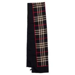 Pre Owned وشاح بربري حرير كاروهات أسود