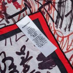 Pre Owned Burberry Multicolor Graffiti Print Silk Square Scarf