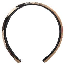 Pre Owned Burberry Brown Novacheck Crystal Embedded Headband