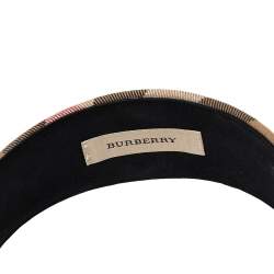 Pre Owned Burberry Brown Novacheck Crystal Embedded Headband