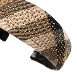 Pre Owned Burberry Brown Novacheck Crystal Embedded Headband