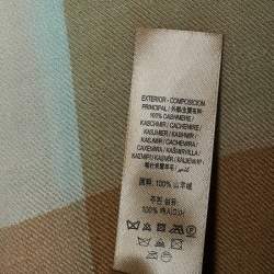 Pre Owned Burberry Blue Lightweight Mega Check Cashmere Scarf