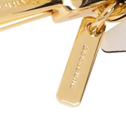 Pre Owned Burberry Thomas Bear Nova Check Cashmere & Leather Spikes Gold Tone Bag Charm