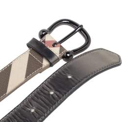 Pre Owned Burberry Beige Nova Check PVC Buckle Belt 90CM