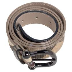 Pre Owned Burberry Beige Nova Check PVC Buckle Belt 90CM