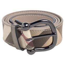 Pre Owned Burberry Beige Nova Check PVC Buckle Belt 90CM
