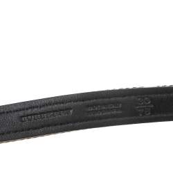 Pre Owned Burberry Black/Beige Leather and House Check Canvas Buckle Belt 75CM