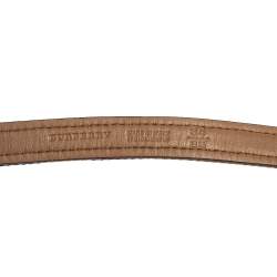 Pre Owned حزام بربري إبزيم رفيع كانفاس كاروهات هاوس وجلد بيج/ بني 85 سم