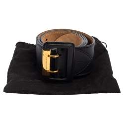 Pre Owned Burberry Black Leather Cecile Waist Belt 85CM