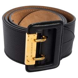 Pre Owned Burberry Black Leather Cecile Waist Belt 85CM