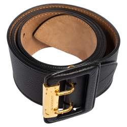 Pre Owned Burberry Black Leather Cecile Waist Belt 85CM