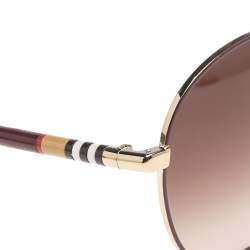 مملوكة مسبقًا نظارة شمسية بربري مستديرة متدرجة بي3094 عنابي/ لون ذهبي