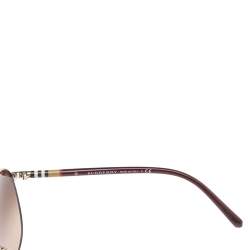 مملوكة مسبقًا نظارة شمسية بربري مستديرة متدرجة بي3094 عنابي/ لون ذهبي