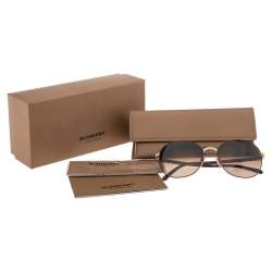 مملوكة مسبقًا نظارة شمسية بربري مستديرة متدرجة بي3094 عنابي/ لون ذهبي