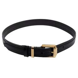 Burberry, Accessories, Black Leather Belt With Gold Buckle
