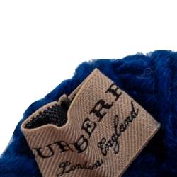  Burberry Blue Striped Cable Knit Cashmere Fingerless Gloves