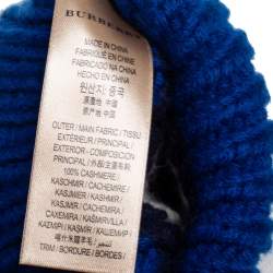  Burberry Blue Striped Cable Knit Cashmere Fingerless Gloves