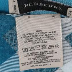 Burberry Blue Nova Check Bordered Cotton Handkerchief
