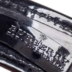 Pre Owned حزام بربري قصه ليزر دايموند جلد لامع وكانفاس مقوى كاروهات هاوس أسود مقاس 90 سم