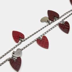 Burberry Gunmetal Tone & Resin Heart Charms Necklace