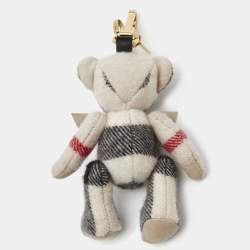 Pre Owned Burberry Multicolor House Check Canvas Thomas Bear Bow Tie Keychain Bag Charm