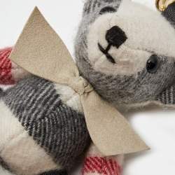 Pre Owned Burberry Multicolor House Check Canvas Thomas Bear Bow Tie Keychain Bag Charm