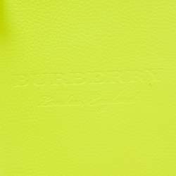 Pre Owned Burberry Neon Green Leather A6 Notebook Agenda Cover