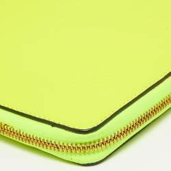 Pre Owned Burberry Neon Green Leather A6 Notebook Agenda Cover