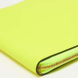 Pre Owned Burberry Neon Green Leather A6 Notebook Agenda Cover