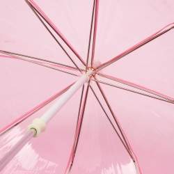 Pre Owned مظلة بربري نايلون كاروهات نوفا وبلاستيك مشمع بيج/وردي 