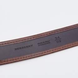 Burberry Brown/Beige Nova Check Canvas And Leather Buckle Belt 85 CM