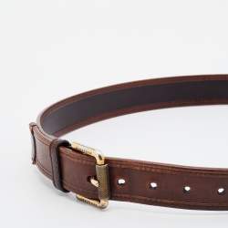 Burberry Brown/Beige Nova Check Canvas And Leather Buckle Belt 85 CM