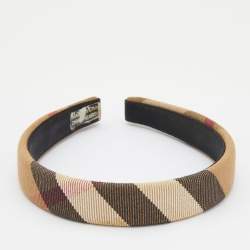 Pre Owned Burberry Beige Giant Check Narrow Headband