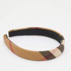 Pre Owned Burberry Beige Giant Check Narrow Headband